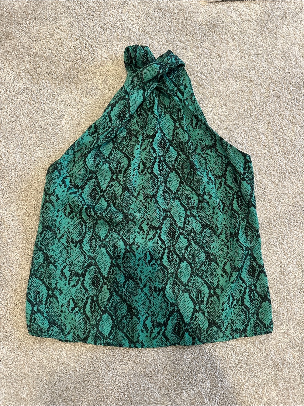 Do+Be Green Snakeskin Halter Top